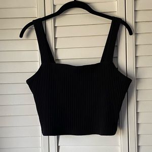 American Eagle Black Ribbed Crop L